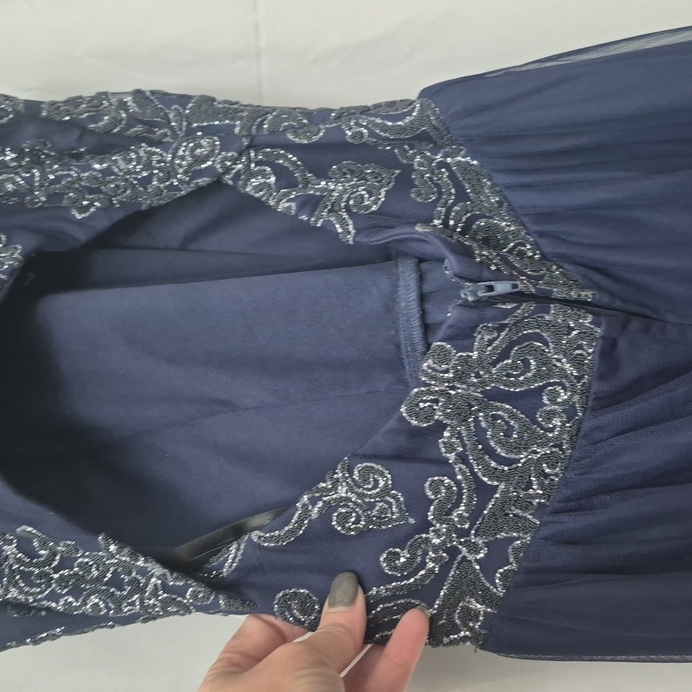 Xtraordinary Navy Blue Embroidered Prom Dress - Picture 5 of 7